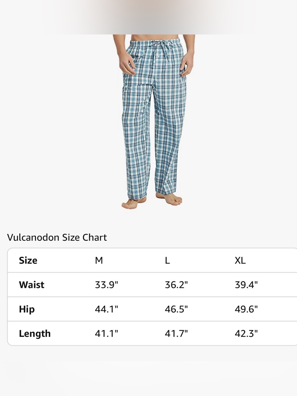 Men's Light Blue Plaid Cotton Sleep Pants L - Picture 4 of 4